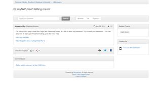 
                            8. mySWU isn't letting me in! - LibAnswers