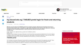 
                            2. MY.TASUED.EDU.NG | TASUED Portal Login for Fresh and ...