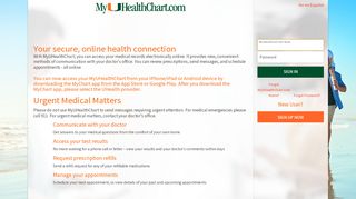 
                            4. MyUHealthChart - Login Page