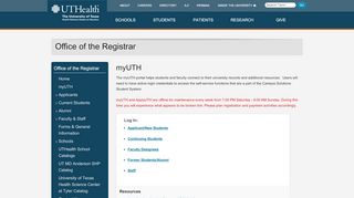 
                            2. myUTH - Office of the Registrar - UTHealth