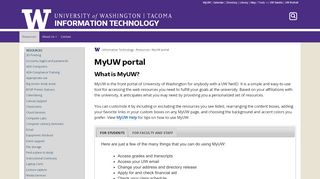 
                            1. MyUW portal - UW Tacoma - University of Washington