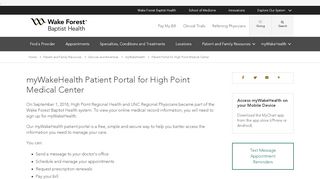 
                            2. myWakeHealth Patient Portal for High Point Medical Center | Wake ...