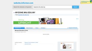 
                            6. myzone.miu.edu.my at WI. Manipal Education Portal - Website Informer