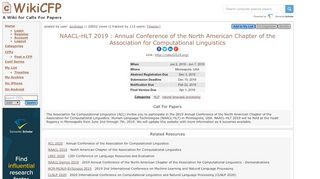 
                            8. NAACL-HLT 2019 : Annual Conference of the North American Chapter ...