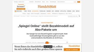 
                            4. Nachrichtenmagazin: „Spiegel Online“ stellt Bezahlmodell auf ...