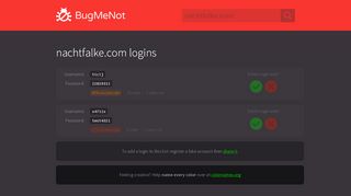 
                            4. nachtfalke.com passwords - BugMeNot