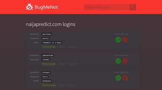 
                            8. naijapredict.com passwords - BugMeNot