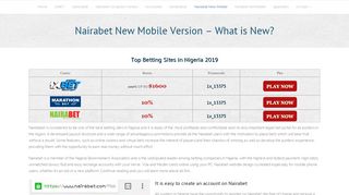 
                            4. Nairabet New Mobile Platform (Nigeria) - Best Betting Sites in Nigeria