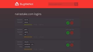 
                            3. nairastake.com passwords - BugMeNot