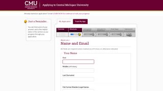 
                            8. Name and Email - apply.cmich.edu