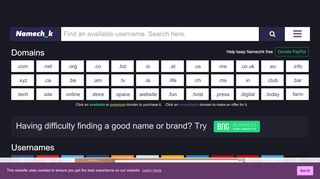 
                            4. Namechk | Username, Domain, and Trademark Search | Username ...