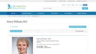 
                            6. Nancy Witham, M.D. | Pediatrics | Lee Health