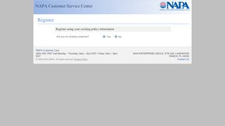 
                            2. NAPA Customer Service Center: Register