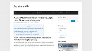 
                            2. NAPTIP Recruitment 2019/2020 | Apply Now At www.naptip.gov.ng ...