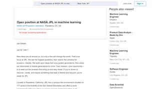 
                            5. NASA Jet Propulsion Laboratory hiring Open position at NASA ...