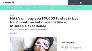 
                            2. NASA will pay you $19,000 to lie in bed for 2 months