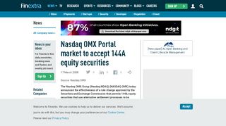 
                            8. Nasdaq OMX Portal market to accept 144A equity securities