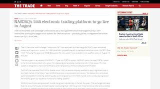 
                            9. NASDAQ's 144A electronic trading platform to go live in ...