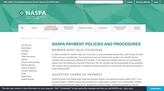 
                            3. NASPA Payment Policies and Procedures