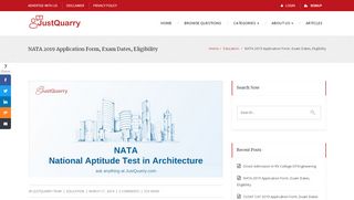 
                            8. NATA 2019 Application Form, Exam Dates, Eligibility ...