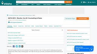 
                            3. NATA 2019 Results (Announced), Cut off, Counselling & Dates