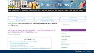 
                            7. NATA Application form 2019 | NATA Login - entranceexams.io