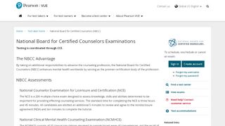 
                            6. National Board for Certified Counselors (NBCC) :: Pearson VUE