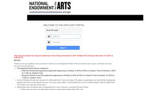 
                            2. National Endowment for the Arts Applicant Portal: Log in