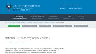 
                            1. National Fire Academy online courses - US Fire Administration