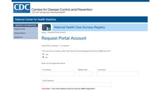 
                            3. National Health Care Surveys Registry - Request Portal Account - CDC