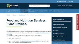 
                            1. NC DHHS: Food and Nutrition Services Food Stamps