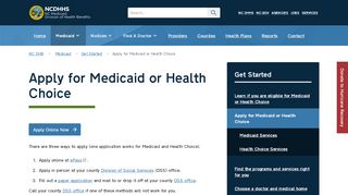 
                            7. NC Medicaid: Apply for Medicaid or Health Choice