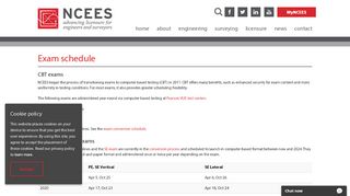 
                            8. NCEES exam schedule