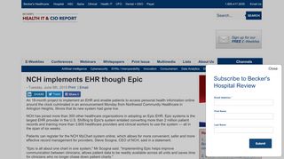 
                            6. NCH implements EHR though Epic - Becker's Hospital Review