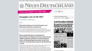 
                            1. ND-Archiv: Neues Deutschland vom 31.05.1977