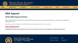 
                            9. NDA Apparel - Notre Dame Academy