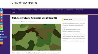 
                            6. NDA Postgraduate Admission List 2019/2020 E-Recruitment ...