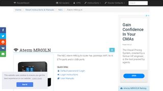 
                            4. NEC Aterm MR03LN Default Password & Login, Manuals and ...