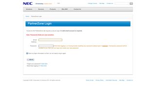 
                            2. NEC PartnerZone Login - NEC Corporation of America