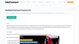 
                            8. Nedbank Bursary Programme | EduConnect | ONLINE