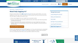 
                            2. Need help logging in? - Edfinancial Services