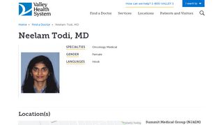 
                            9. Neelam Todi, MD | Valley Health System