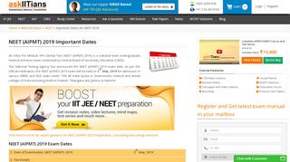 
                            7. NEET (AIPMT) 2019 - Exam Dates, Online Registration ...