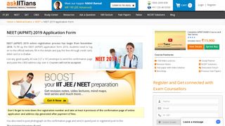 
                            4. NEET (AIPMT) 2019 Online Application Form - Process, Fee ...