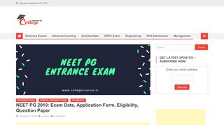 
                            9. NEET PG 2019: Exam Date, Application Form, Eligibility, …