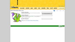 
                            3. Neopets - Sign Up with Neopets (Step 1 of 4)