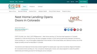 
                            7. Nest Home Lending Opens Doors in Colorado - PR Newswire