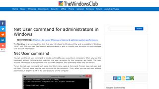 
                            4. Net User command for administrators in Windows …