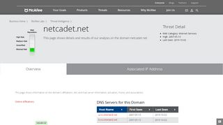 
                            6. netcadet.net - Domain - McAfee Labs Threat Center