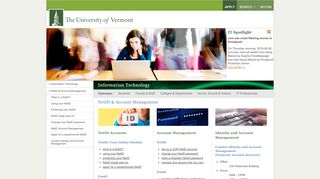 
                            8. NetID & Account Management : University of Vermont